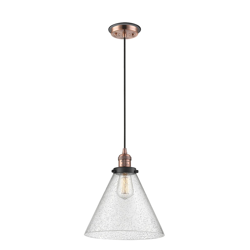 Innovations Lighting X-Large Cone 1 Light Mini Pendant Part Of The Franklin Restoration Collection 201CBP-ACBK-G44-L