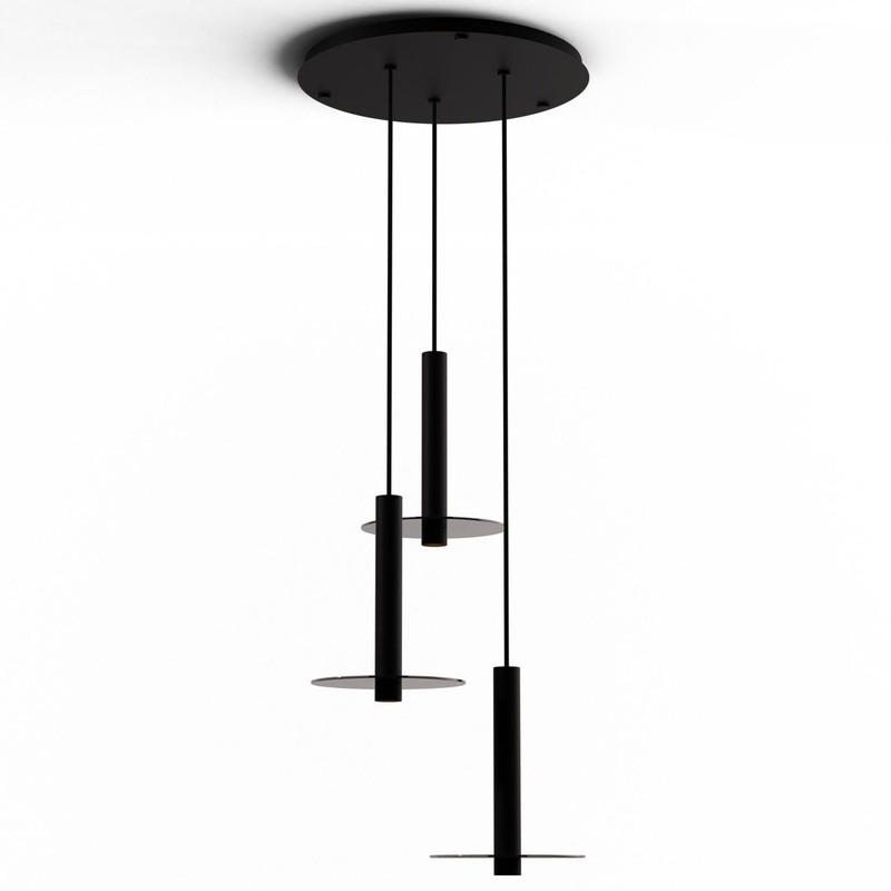 Combi Round Multi-Light Pendant with Decorative Glass Plate