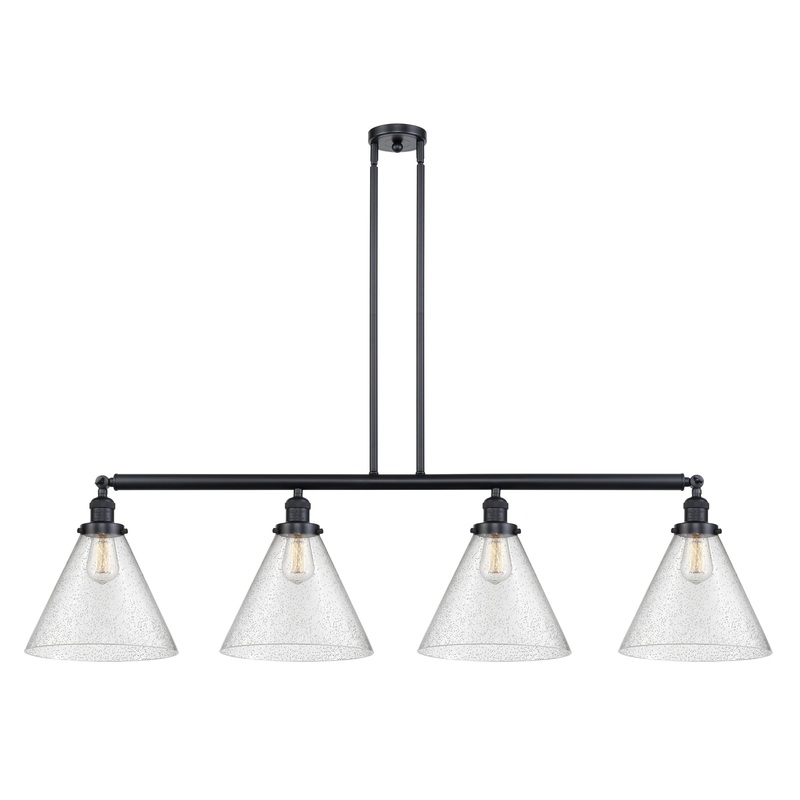 Innovations Lighting X-Large Cone 4 Light Island Light Part Of The Franklin Restoration Collection 214-BK-G44-L-LED