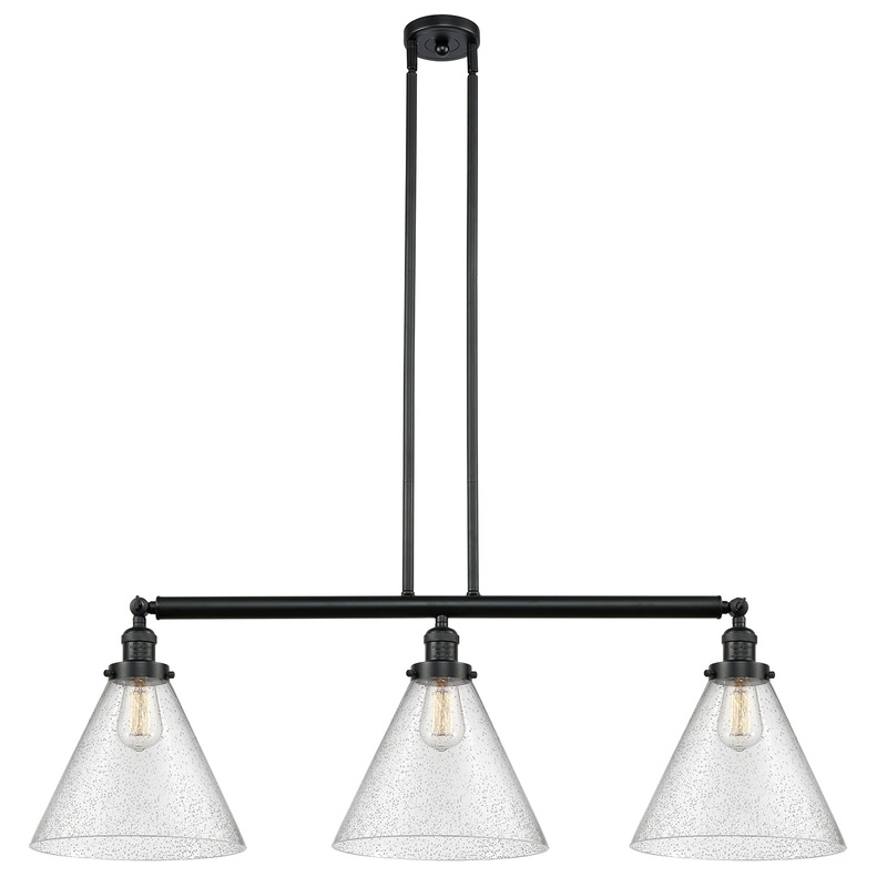 Innovations Lighting X-Large Cone 3 Light Island Light Part Of The Franklin Restoration Collection 213-BK-G44-L