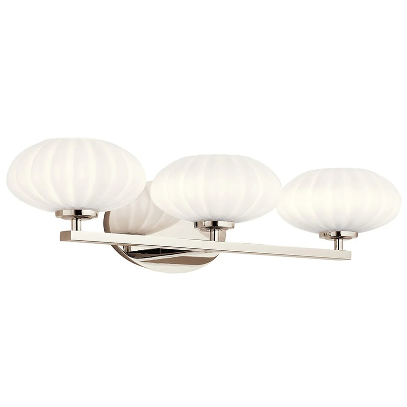 Kichler Pim 25″ 3 Light Vanity Light with Satin Etched Cased Opal Glass Polished Nickel 55025PN