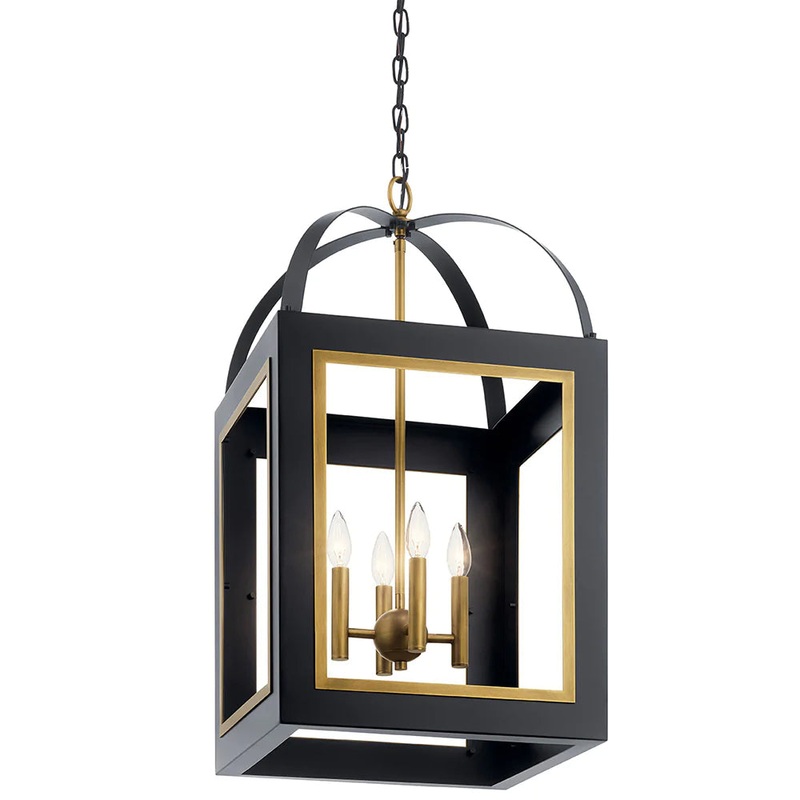 Kichler Vath 16″ 4 Light Foyer Pendant Black and Natural Brass 52029BKNBR