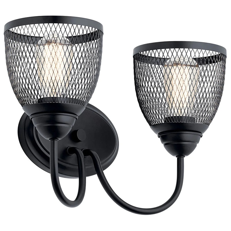Kichler Voclain 16″ 2 Light Vanity Light with Mesh Shade Black 55042BK